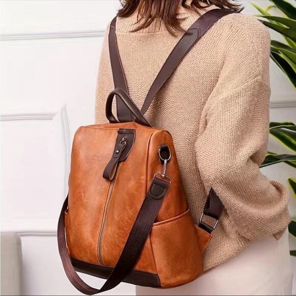 Vegan Leather Backpack One Shoulder Messenger Anti Theft Waterproof Travel main image 6